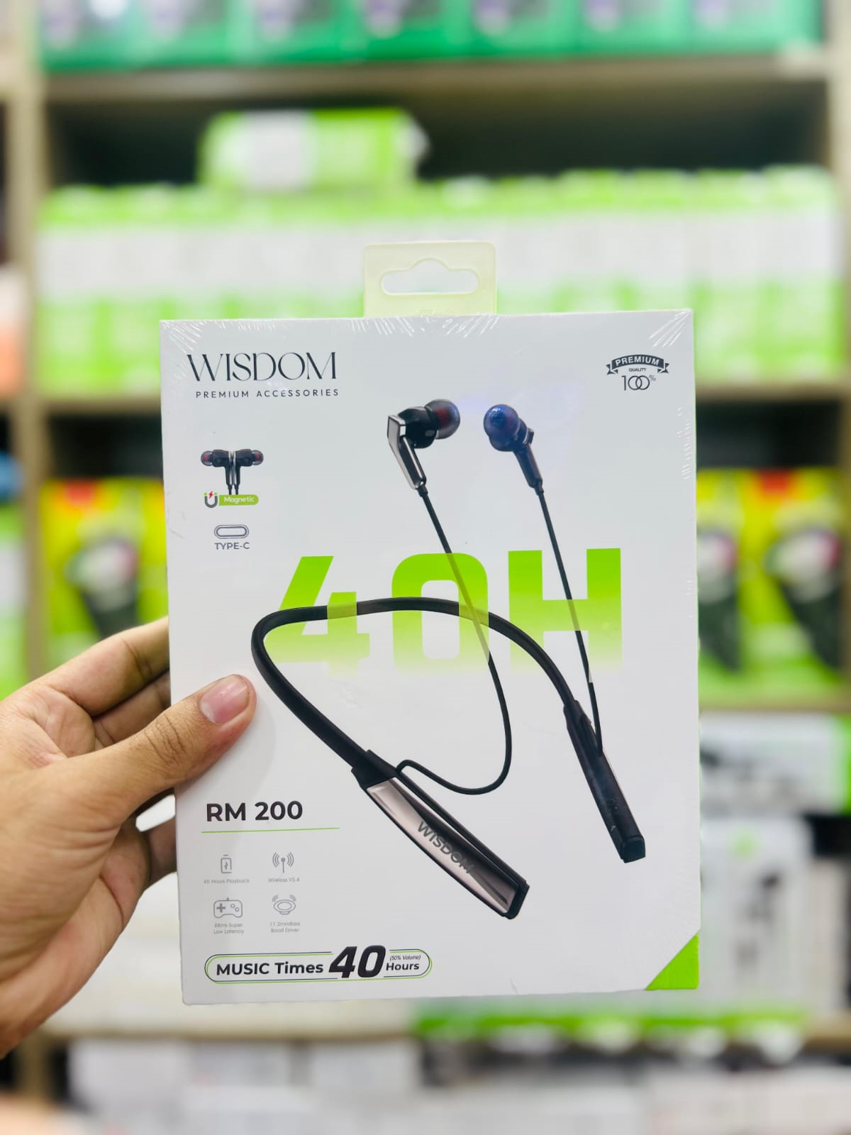 Wisdom RM200 Wireless Neckband Earphone – 40H Playback