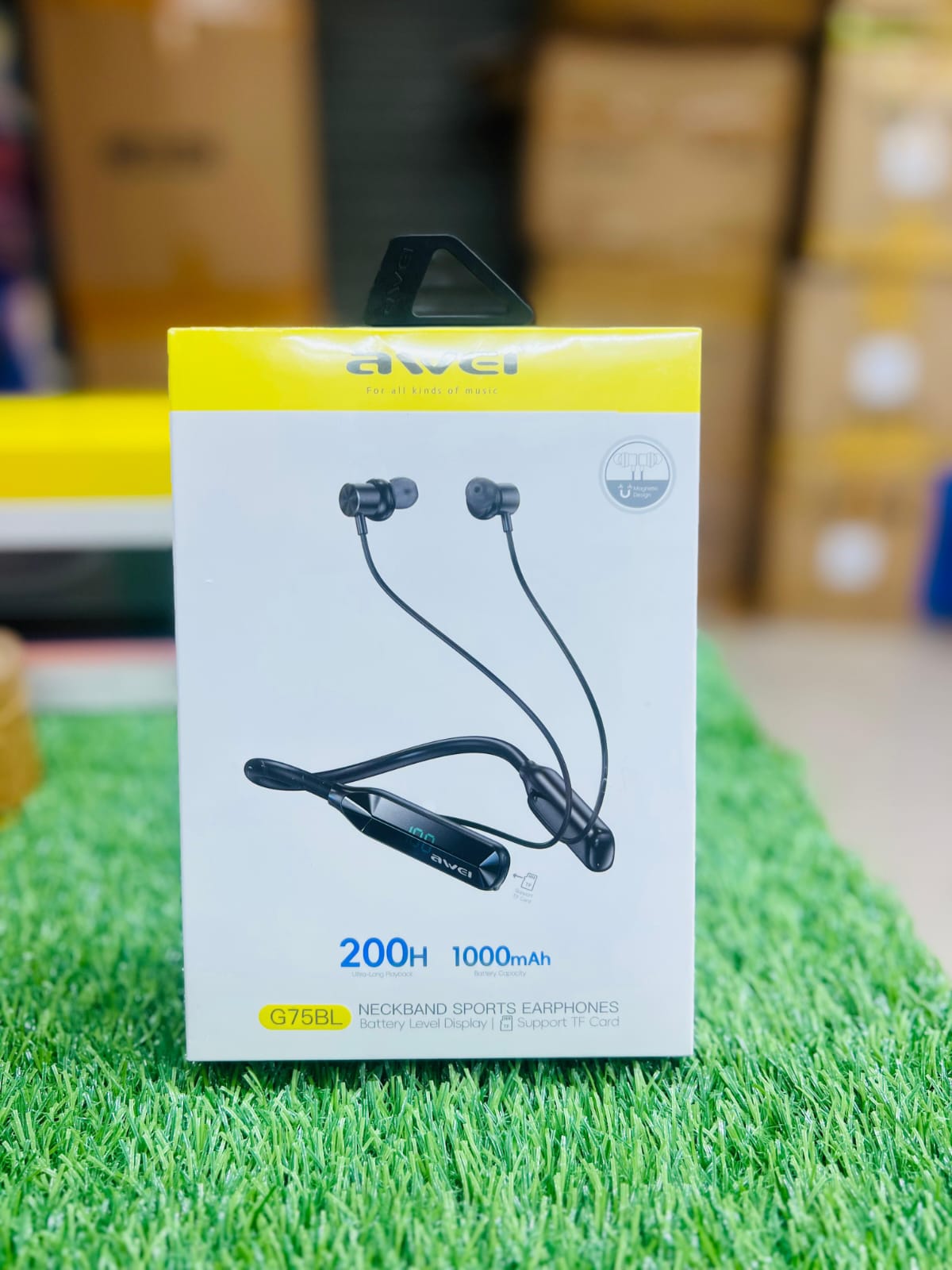 Awei G75BL 200Hour With Display Neckband Sports Earphones
