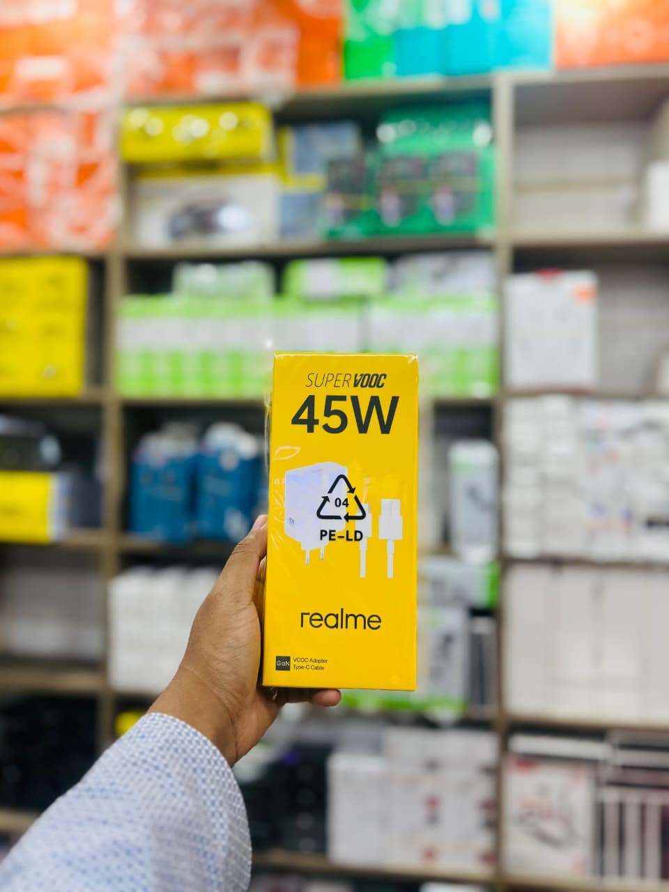 Realme Super VOOC 45W Fast Charger With Type-C 1m Fast Charging cable.