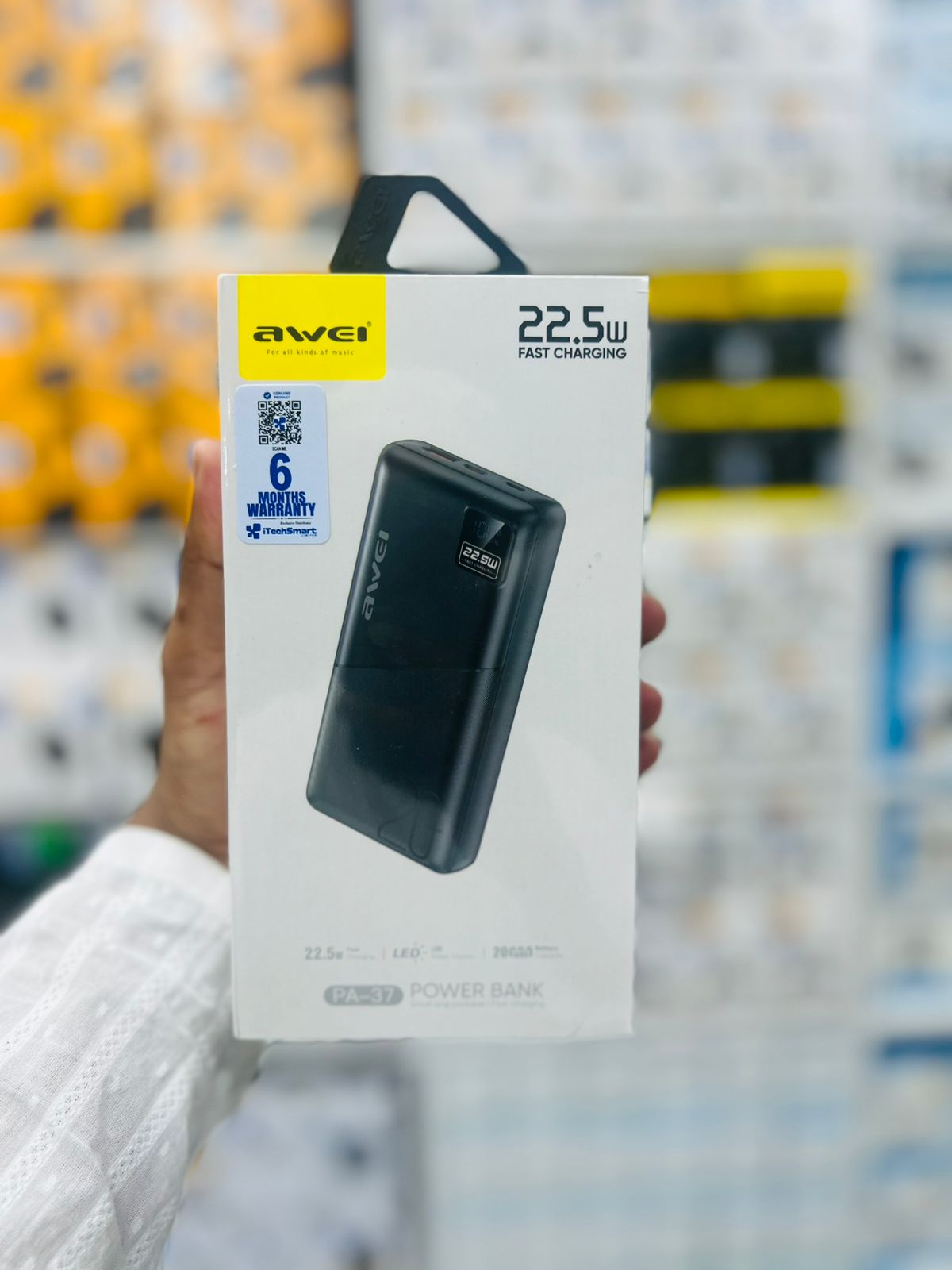 awei pa-37 pd fast charging digital power bank 20000mah